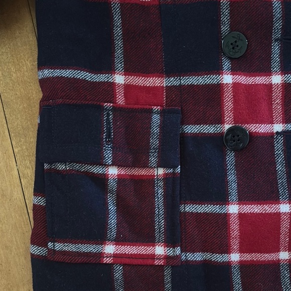 Red and Blue Plaid Peacoat - Picture 5 of 7